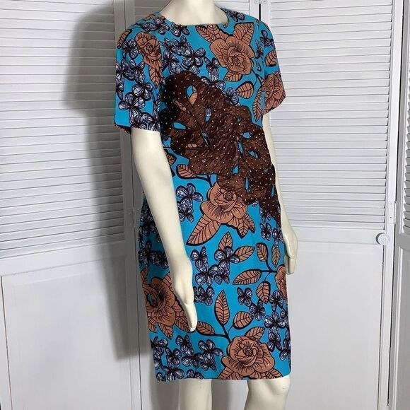 Vintage Bold Floral Mod Dress With Appliqué Size Medium - Picture 2 of 15